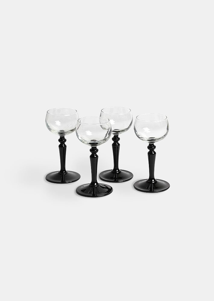 100198. Black Stem Wine Glass