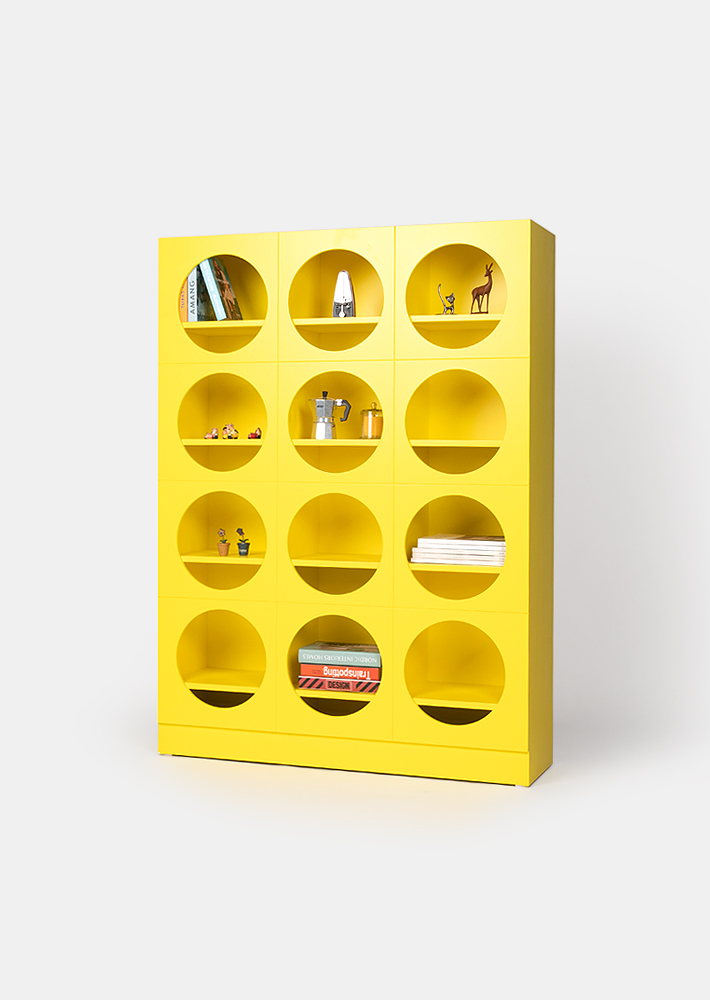 100320. display cupboard wide yellow