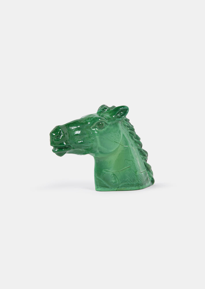 100382. Vintage Green Horse Sculpture
