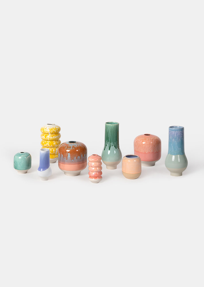 100316. Danish Pottery soft vase set