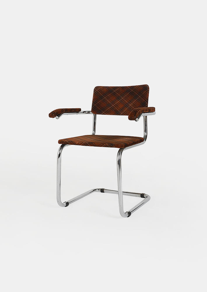 100167. Vintage Fabric &amp; Steel Chair (2 ea)